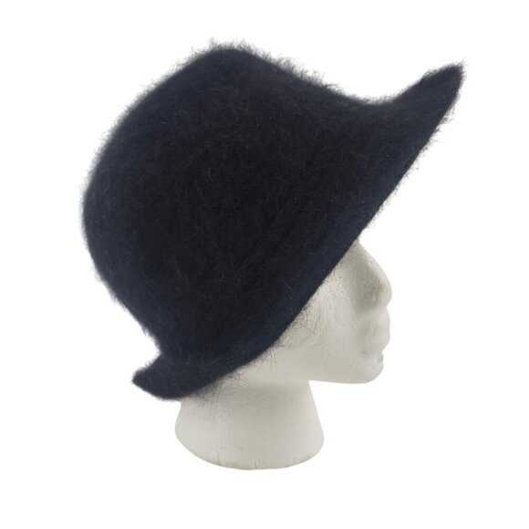 Vintage Black Rabbit hair Wool Fluffy Bucket Hat - Picture 4 of 8